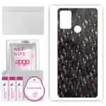 apgo Protective Skin Sticker for the back compatible with Honor 9A, Wrap Film, Foil, Vinyl - Pattern Carbon Black Pixel