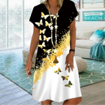 Suvine moodne V-kaelusega naiste kleit l&uuml;hikeste varrukatega, graanulitega libliktr&uuml;kiga kleit, vaba vabaaja kleit naistele XS lilla