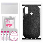 apgo Protective Skin Sticker for the back+sides compatible with Honor Play 4T, Full Wrap Film, Foil, Vinyl - Pattern Black Leather