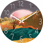 Digitaalne madala m&uuml;ratasemega seinakell, 30 cm/12-tolline p&auml;ikeseloojangu &otilde;limaaliga seinakell Kvartskell Vaikne vaikne lihtne kell kodukaunistuseks Lastetuba Sunset