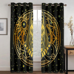 Boho Ps&uuml;hhedeelne Aafrika Naiste Kunst Mustad T&auml;hed Kuu Paneel &Otilde;huke Varjutav Pol&uuml;ester Akna Kardin Magamistoa Elutoa Dekoratsiooniks 220Wx214H(CM)87x84in&Hook