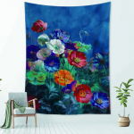 Lilled ja m&auml;ed maastik Gobel&auml;&auml;n Seinaripp Ps&uuml;hhedeelne n&otilde;idus Loodus Boho Tapiz kodukaunistus 95x70cm