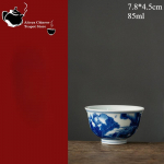 Keraamiline teetass, k&auml;sitsi maalitud, antiikne sinist ja valget portselanist meistertass, Kungfu teekomplekt, teekauss 1pcs 85ml(<200ml)