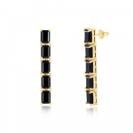 Elegant fashion design natural black spinel long sterling silver earrings for women banquets & parties & festivals wear jewelry M pruun