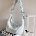 Vintage Kortsutatud Paelaga Denim Poolkuu Hobo L&otilde;uendist Risti-keha Kott (1 v&auml;rv) 47x25x7cm taevasinine v&auml;rv