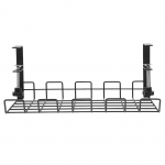Traatkorvi riiul laua all Hoiuriiuli Traatlaua kaabel haldusaluse all. Juhtmekorv