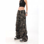 American Retro High Street vabaaja kombinesoonid kamuflaaž lahtised laiad p&uuml;ksid naistele Y2k hip-hop Cargo Grunge kottis p&uuml;ksid S armee roheline v&auml;rv
