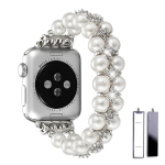 Randmepael P&auml;rlrihm Apple Watchi jaoks Band 8 Ultra P&auml;rlitega 49mm Naistele terasest Ehted Elastne Iwatch Series 7 6 SE 5 4 3 44mm 40mm 42 45mm 42 44 45 49mm black