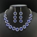 V&auml;&auml;riskividega pulmaehete komplekt, lihtne elegantne kaelakee, opaalk&otilde;rvar&otilde;ngaste komplekt, pruudi stiilis geomeetrilised ehted sinine