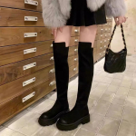 Naiste soojad ja seksikad t&otilde;mblukuga pikkade varrukatega p&otilde;lvini ulatuvad venitussaapad moes talvel 35