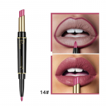 2 IN 1 Lip Liner huulepulk Matte Velvet Natural Nude Huulepulk Pliiats V&auml;ga pigmenteeritud kauakestev huulepulk Meik Kosmeetika 14#