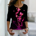 Naiste s&uuml;gistopsid lahtised sinised kristallliblikastr&uuml;kis Kausaalne pikkade varrukatega T-s&auml;rk top pluus XS