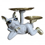 Bulldog Cool Skulptuur Koer Ornament Butler Hoiukarp koos kandikuga P&otilde;hjamaade lauakaunistus Vaigust Loomaskulptuur M&uuml;ndi Pangapanga