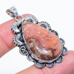 Leopard Skin Jasper Gemstone 925 Sterling Silver Jewelry Pendant 2.09 k8n70