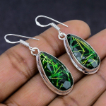 Green Rutile Gemstone 925 Sterling Silver gift Jewelry Earring 1.69 z3B94