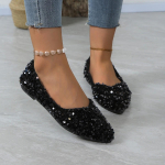Uued Lamedad kingad Naistele Mood Bling Shine H&otilde;bedase terava varbaga Ballerina Flats Mugavad vabaaja naistejalatsid 37 must