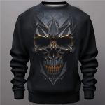 Halloween Pullover Sweatshirt For Men Skull Graphic Print Long Sleeve Tops Oversized Pullover Casual Streetwear Man Sweatshirts S