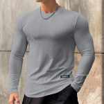 Mood Triibuline Fitness Hingav pikkade varrukatega jooksutreeningu T-s&auml;rk Elastne Kiiresti Kuivav Spordi T-s&auml;rk Meeste R&otilde;ivad L tumehall v&auml;rv