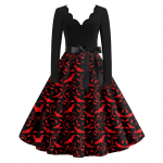 Halloween Print Flare kleit naistele pikkade varrukatega kleit vabaaja kleidid XXXL oranž