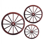 3 tk. Puidust vaguni rattad, 12/10/8 tolli l&auml;&auml;nepoolse seinariiputusega vintage stiilis talumaja maal&auml;hedased vagunirattad