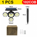 V&auml;lissensoriga p&auml;ikesevalgusti 102COB reguleeritav p&auml;ikeselamp &Uuml;hendatav aialatern IPX65 p&auml;ikesevalgusti seinavalgusti