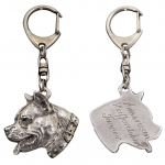 American Staffordshire Terrier, Amstaff I - Silver-plated key ring with a dog in a gift box, handbag decoration, backpack pendant by Art-Dog brand