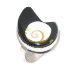 Natural Black Onyx Shiva Shell Gemstone Handmade Copper Jewelry Ring Size 8 c3s49