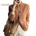 Naiste talvemantel kootud paksendatud &uuml;herealised &uuml;hev&auml;rvilised taskud, krae, soe n&ouml;&ouml;p Dekoratsioon kardigan igap&auml;evaseks kandmiseks &otilde;ues sviiter jakk XL kaamel