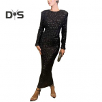 Seksikas seljata n&ouml;&ouml;riga maksikleit l&auml;ikiv litritega Elegantne &otilde;htukleit vibu &otilde;lakaitsmed pikk kleit seljaosa l&otilde;hestatud &otilde;huke pidulik &otilde;htukleit S must