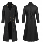 Keskaegne Steampunk Retro-gooti mantel Tuulejope Viktoriaanlik vorm, pikk osa meeste mantel Cosplay kost&uuml;&uuml;mid XXXXXL must