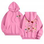 Naiste mood vabaaja pikkade varrukatega, tr&uuml;kitud &uuml;mmarguse kaelusega kapuutsiga taskutega s&auml;rk XXL roosa