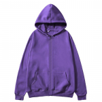 Autumn winter unisex zipper sweatshirt cardigan hooded sweatshirt solid color blank sportswear top XL lilla
