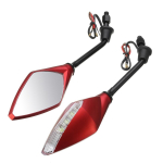 2x 10 mm mootorratta LED-suunatuled Tahavaatepeegel Roller E-Bike Tahavaatepeeglid Tagumine k&uuml;lg kumer peegel punane
