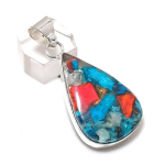 Spiny Oyster Gemstone Handmade 925 Sterling Silver Jewelry Pendant 2.05 m5o76