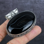 Banded Agate Gemstone Handmade 925 Sterling Silver Jewelry Pendant 1.85 j9y97