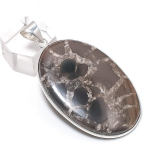 Natural Mud Crack Fossil Gemstone 925 Sterling Silver Jewelry Pendant 2.40 s2s27
