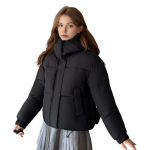 Talvine naiste puuvillane jope p&uuml;stine krae kapuutsiga kaelakaitsega L&uuml;hikesed taskud T&otilde;mblukuga suletav polsterdatud mantel &Uuml;hev&auml;rviline tuulekindel v&auml;lir&otilde;ivas Parka M valge