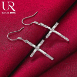 925 Sterling Silver Cross AAA tsirkoonist augustatavad k&otilde;rvar&otilde;ngad on pulmaehted 4.00*1.70cm