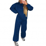 2 tk/komplekt Naiste top p&uuml;kskost&uuml;&uuml;m &Uuml;mara kaelusega pikkade varrukatega Rhinestone L sinine