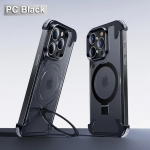 Luksuslik metallist nurgapadja raamita telefoni&uuml;mbris iPhone'i 16 15 14 13 Pro Max PC-taustaplaadi Magsafe magnetr&otilde;nga hoidja nahast kate jaoks For iPhone 16 Pro Max