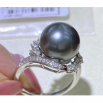 Naturaalse merevee imitatsioon Tahiti must p&auml;rliga kaetud 18K teemants&otilde;rmus s&otilde;rmus &uuml;mmargune tugev hele elegantne naiste s&otilde;rmus opening adjustable