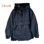 Meeste kapuutsiga kraavimantel pikkade varrukatega tuulekindel jakk poollukuga k&auml;ngurutaskuga kevad-s&uuml;gis kapuutsiga dressipluus XXXL must