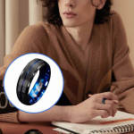 Meeste moe 8 mm must harjatud redel volframist terasest servaga s&otilde;rmus sinise piluga Meeste abielus&otilde;rmus meeste kingitus 10 sinine