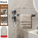 P&ouml;&ouml;ratav mitme poolusega k&auml;ter&auml;tikuivati ​​Vannitoa rippuv r&auml;tik Vannitoa riiul Vannitoa k&auml;ter&auml;tikuhoidja Single bar must