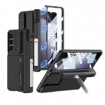 S Peniga Samsung Galaxy Z Fold 5 &uuml;mbrise jaoks Hinge Magnetiline Rahakott Nahast Kaardihoidja Kott 360 T&auml;ielik Kaitse Jalatugi Kate For Galaxy Z Fold 5&case with touch pen must