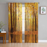 S&uuml;gisp&auml;ikeseloojangu Mets L&auml;bipaistvad kardinad lastele Magamistoa Elutoa Voile Aknakardinad T&uuml;llkardinad W135 x H114cm