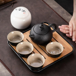 Kerge luksuslik must keraamika kivist k&uuml;hvel pott &Uuml;ks pott ja neli tassi teekomplekt Teekannu tassi teealus Elutuba Kontori v&auml;ike komplekt