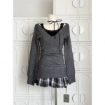 Moodsad vintage V-kaelusega silmkoelised topid naiste varas&uuml;gis uued kampsunid Y2k Slim Fit pikkade varrukatega pulloverid M