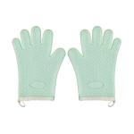 Viie s&otilde;rme silikoonist puuvillased kindad, mis on m&auml;hitud laiade silikoonist isolatsioonikindatega K&uuml;psetusahju mikrolaineahju kindad A