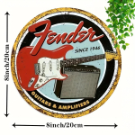 Vintage kitarr ja v&otilde;imendi metallist seinakunsti silt &ndash; alumiiniumist vintage dekoratiivne tahvel sise- ja v&auml;listingimustes kasutamiseks must